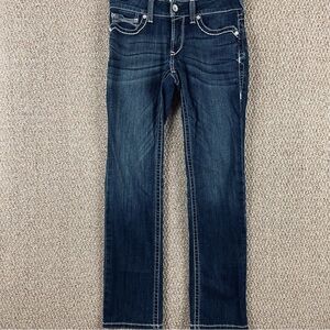 Ariat Jeans 28R Fits 30x30.5 Real Denim Mid Rise Straight Thick Stitching T9